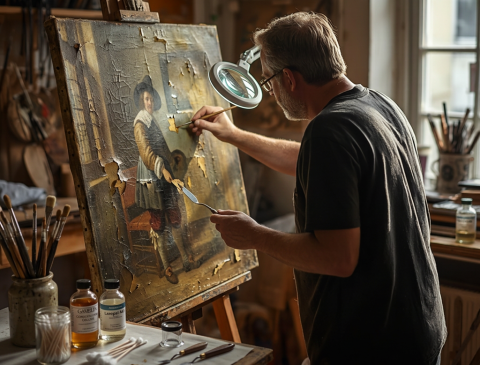 restauratore-che-ripara-un-quadro-antico-nel-suo-s